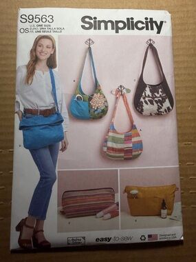 Simplicity S9563 Women's Blue Shoulder/Crossbody Bag Pattern Multicolor Accents